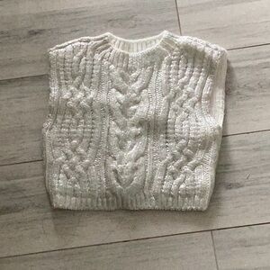 Cable Knit White Sweater Vest